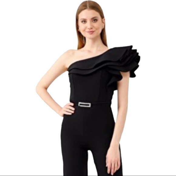 Odrella Serena NWT One Shoulder Ruffled Jumpsuit - Picture 3 of 15